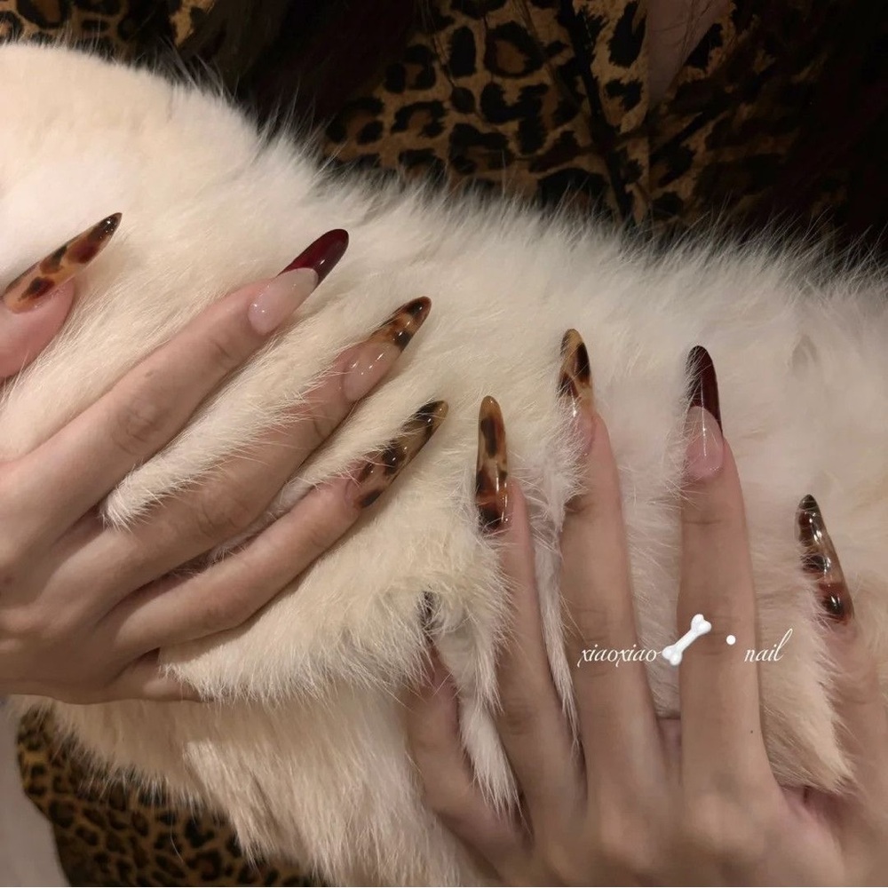 Leopard Print and Red Press-On Nails